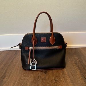 Pebble Grain Domed Satchel - Black